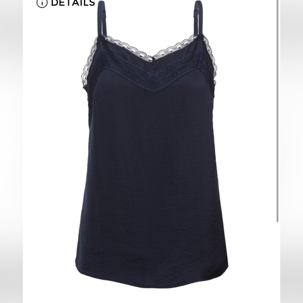 Cabi Anytime Cami Elegant Black Lace Trim Cami Top